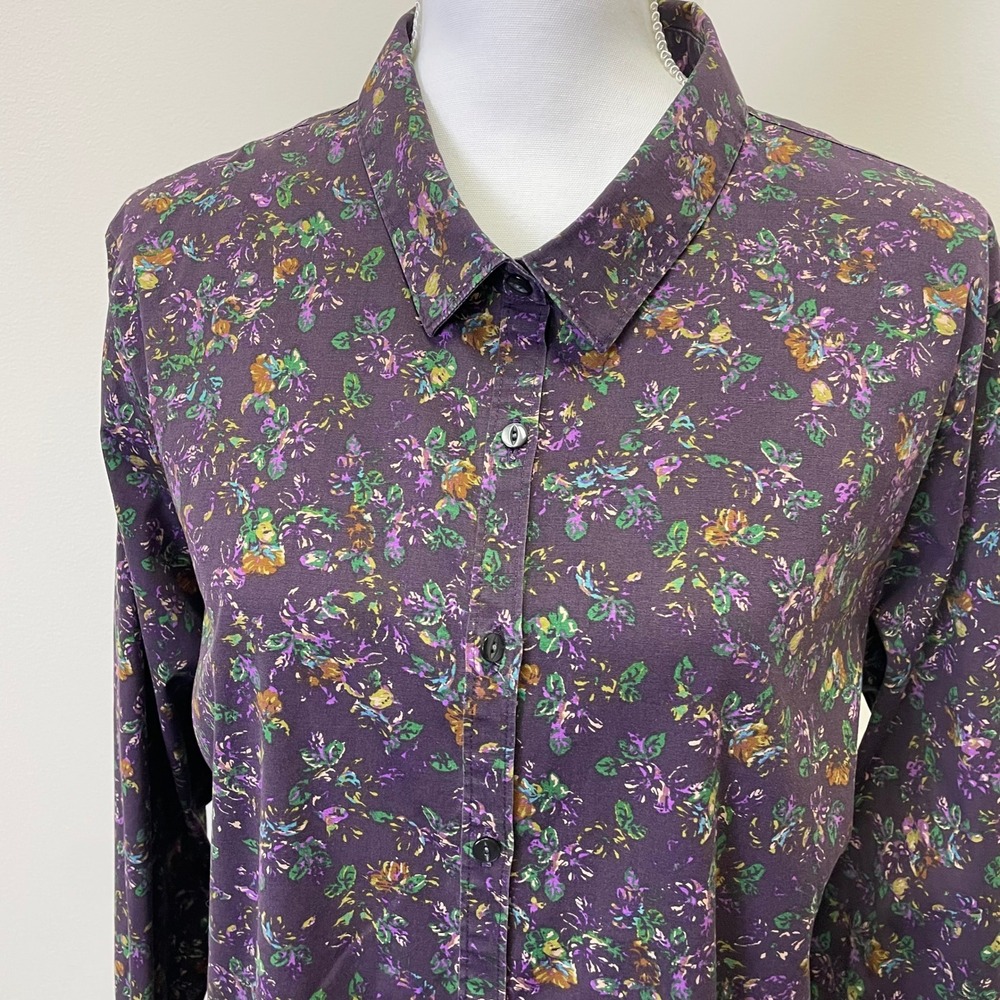 Eddie Bauer Purple Floral Stretch Wrinkle Resistant Button Down Shirt 2X - Picture 2 of 16
